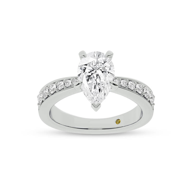 Rome Classic Pavé Set Pear Shape Lab Grown Diamond Engagement Ring | 10K White Gold 2 7/8 CT. TW.