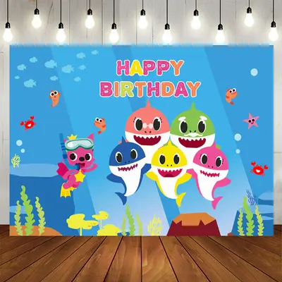 Aperturee Birthday Shark Baby Family Party Backdrop for Kids