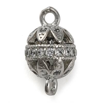 Brass Micro Pave Clear Cubic Zirconia Connector Charms