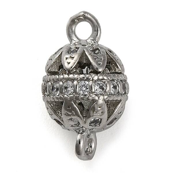 Brass Micro Pave Clear Cubic Zirconia Connector Charms