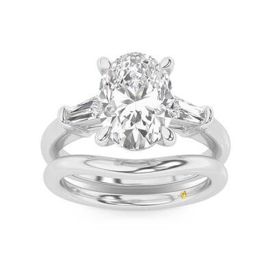 Ignite Lab Grown Oval Shaped Diamond Engagement Ring with the Zola Wedding Band | 14K White Gold 1 1/2 ct. tw.