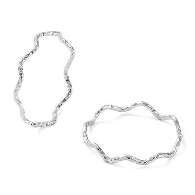 Non-Tarnish 304 Stainless Steel Textured Wave Finger Rings