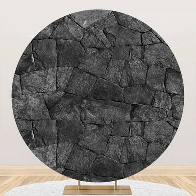 Natural Black Limestone Wall Round Birthday Backdrop - Aperturee