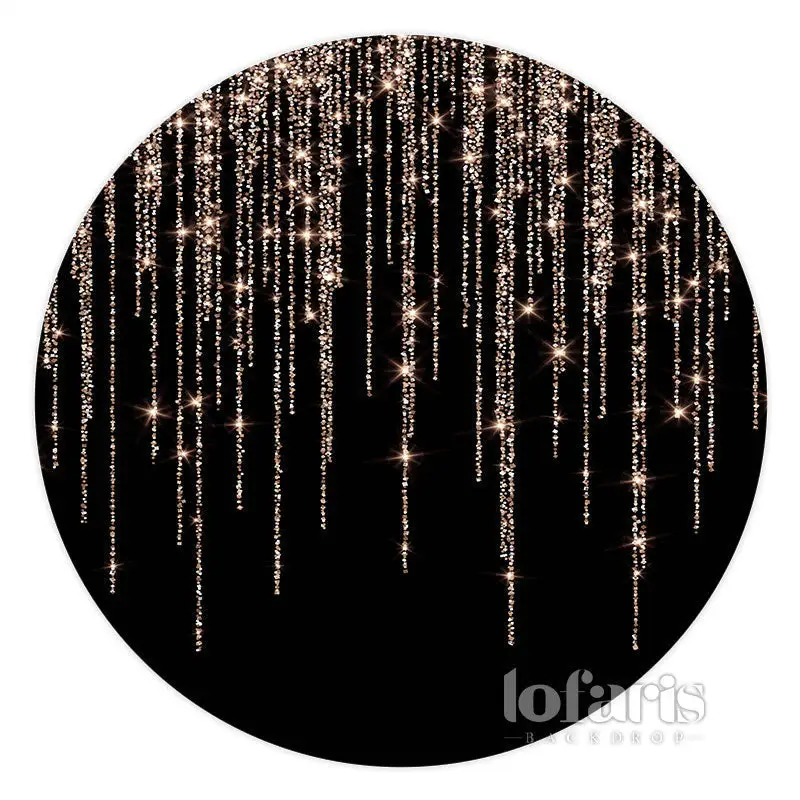 Aperturee Glitter Rose Gold Black Happy Birthday Circle Backdrop | Diy Birthday Backdrop | Simple Backdrop For Birthday | Cak...