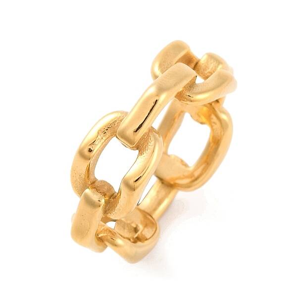 Ion Plating(IP) 304 Stainless Steel Link Chain Finger Rings for Women