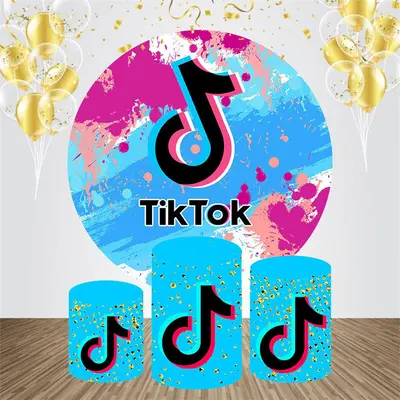 Blue Graffiti Musical Round Birthday Backdrop Kit - Aperturee