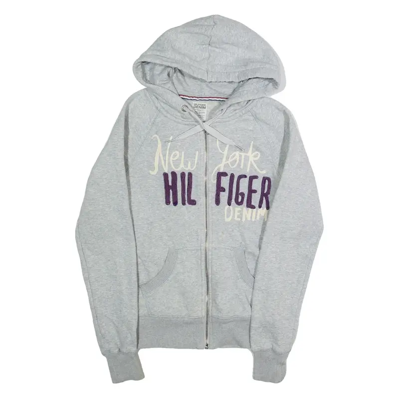 HILFIGER DENIM Womens Grey Hoodie Full Zip S