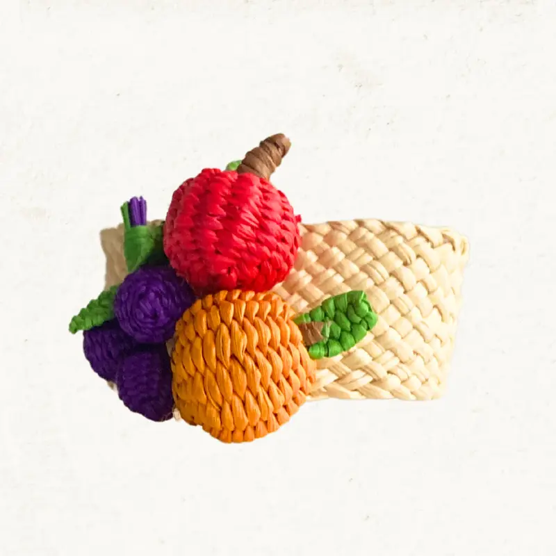 3 Little Fruits Napkin Ring - Made of Iraca Palm | Pack: OPTION 1