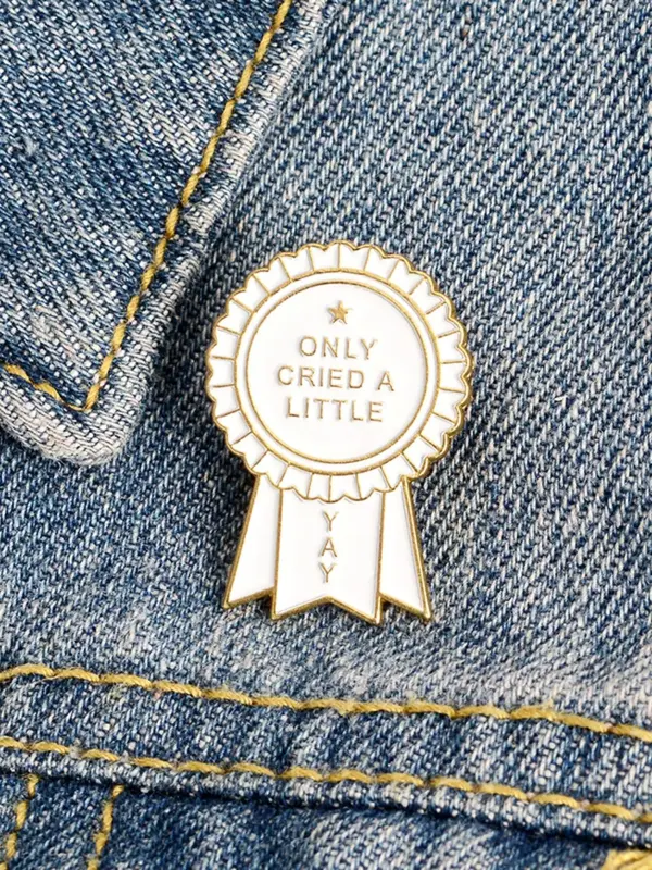 Y2k Letter only Cried a Little Design Geometric Brooch Pin for Girlfriend, Elegant 2024 New Fashion Alloy Badge Pins, Cut...