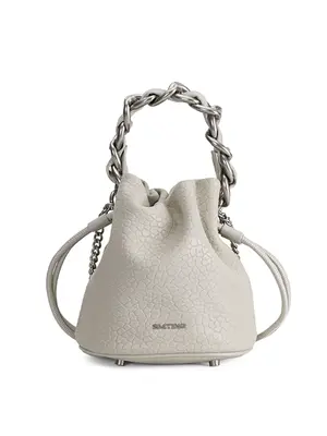 Smting Leather Drawstring Bucket Bag