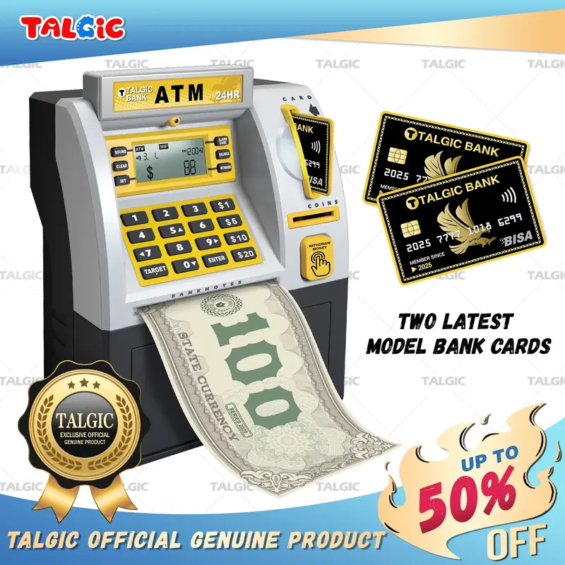 Talgic ATM Piggy bank for boys and girls, best choice for Christmas and birthday gift