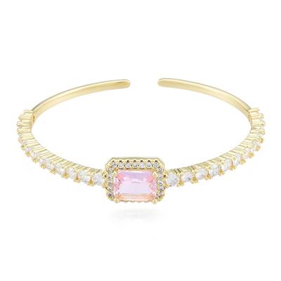 Cubic Zirconia Rectangle Open Cuff Bangle