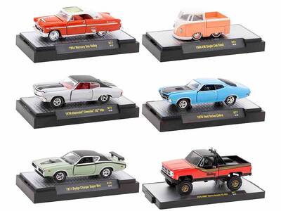 Auto Meets Set of 6 Cars IN DISPLAY CASES Release 77 Limited Edition 1/64 Diecast Model Cars by M2 Machines