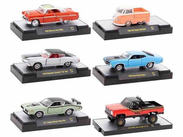 Auto Meets Set of 6 Cars IN DISPLAY CASES Release 77 Limited Edition 1/64 Diecast Model Cars by M2 Machines