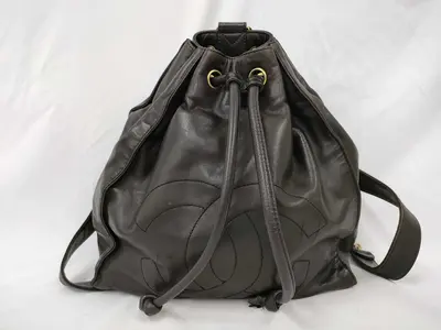 Pre-owned CHANEL PVC Shoulder Bags Lambskin Lambskin Chain Backpack Drawstring Brown Coco Mark w29cm Sticker With 3rd Series ...