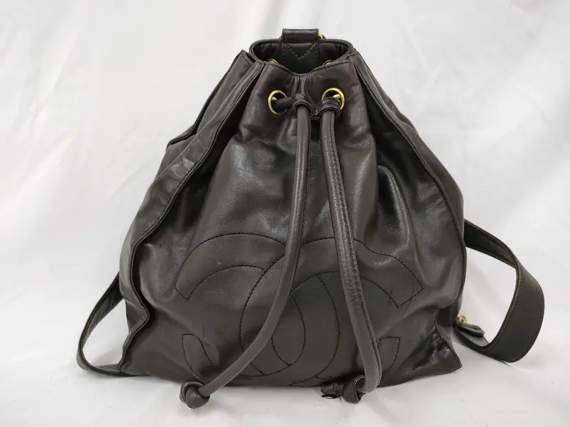 Pre-owned CHANEL PVC Shoulder Bags Lambskin Lambskin Chain Backpack Drawstring Brown Coco Mark w29cm Sticker With 3rd Series ...