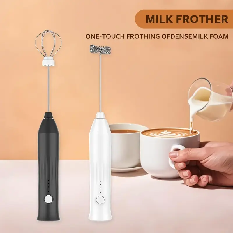 Kitchen Appliances Electric Rechargeable Milk Blender Whisk Frother, Mini Portable Blender Milk Frother with 3 Speeds, Two St...