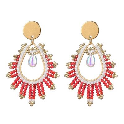 Handmade Glass Seed Beads Teardrop Stud Earrings
