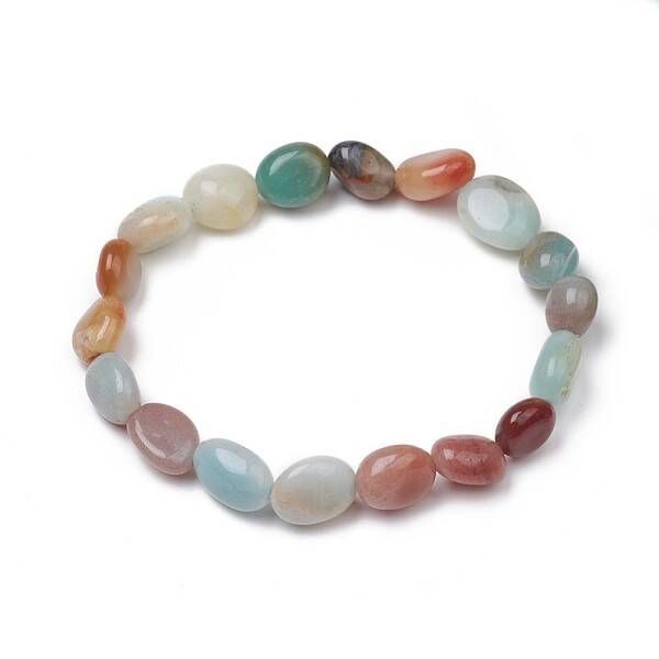 Natural Flower Amazonite Stretch Beaded Bracelets