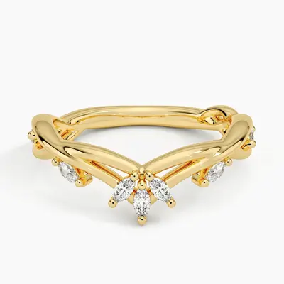 18K Gold 0.5 CT.T.W. Marquise Diamond Wedding Ring D Color VVS1-VS1 Clarity 3EX