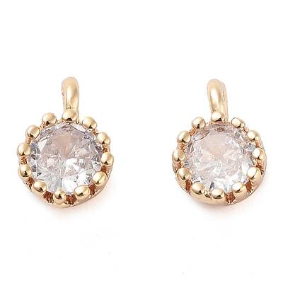 Brass Micro Pave Cubic Zirconia Charms
