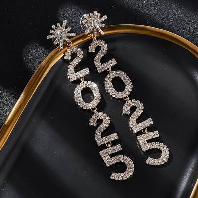 Brass Rhinestone Stud Earrings