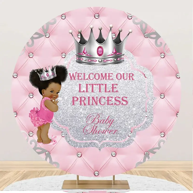 Round Pink Little Princess Backdrop For Baby Shower