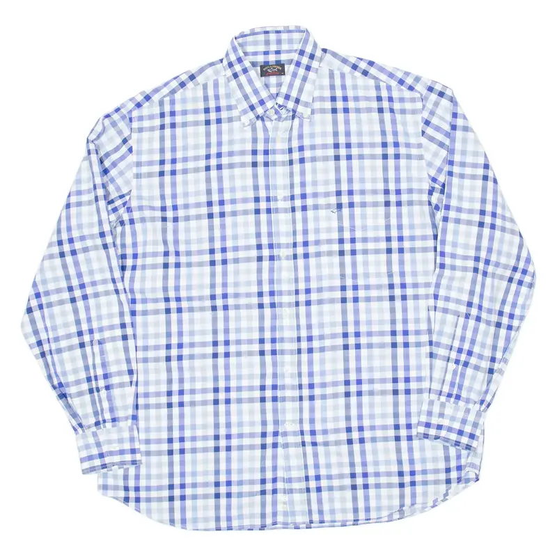 PAUL & SHARK Mens Shirt Blue Check Long Sleeve XL