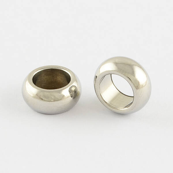 Tarnish Resistant Stainless Steel Large Hole Rondelle Beads