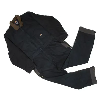 DICKIES Carpenter Double-knee Quilted Lined Workwear Mens Boiler Suit Black XL W44 L29