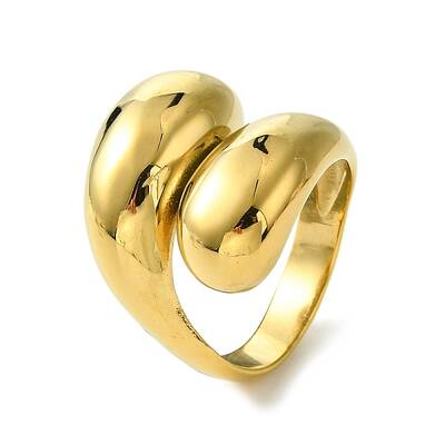 Ion Plating(IP) 304 Stainless Steel Teardrop Finger Rings for Women