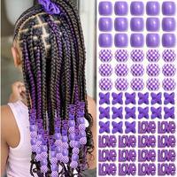 60Pcs Purple Hair Beads Jewelry for Braid Loc Dreadlock Bead Accessories Clip Girls' Making Clips Women and Girls
