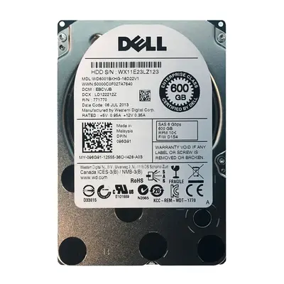 96G91 Dell 600GB 6Gb/s SAS 10000 2.5-Inch Hard Drive