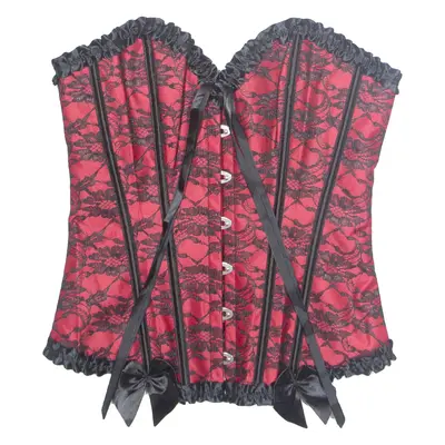 Womens Printed Corset Red V-Neck Sleeveless Floral S