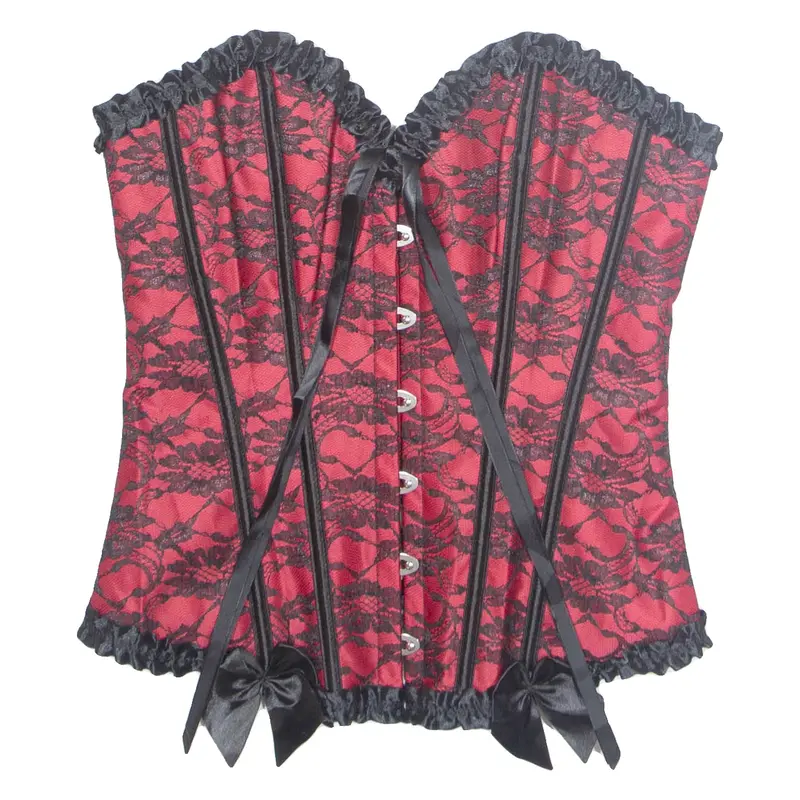 Womens Printed Corset Red V-Neck Sleeveless Floral S
