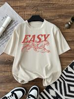 Women's Tiger Print Round Neck Tee, Fashion Casual Crew Neck T-shirt for Daily Holiday Vacation Outdoor Wear, Ladies Clothes ...
