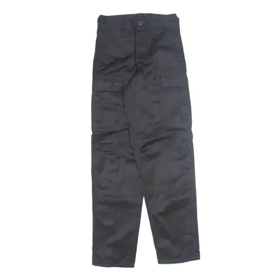 Military Cargo Mens Trousers Black Slim Straight W24 L30