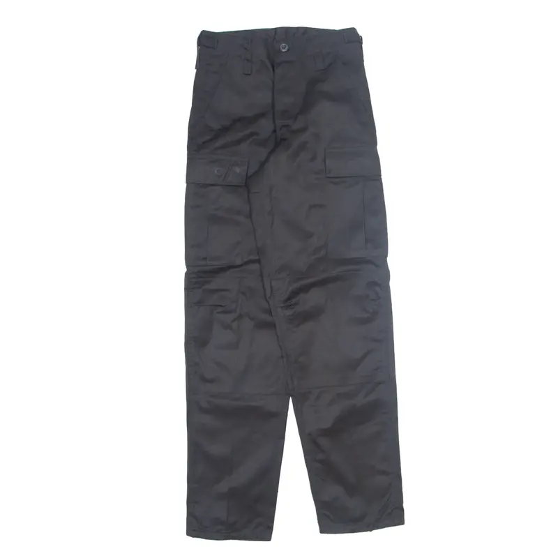 Military Cargo Mens Trousers Black Slim Straight W24 L30