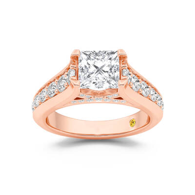 Astra Graduated Pavé Set Princess Cut Lab Grown Diamond Engagement Ring | 14K Rose Gold 3 1/2 CT. TW.