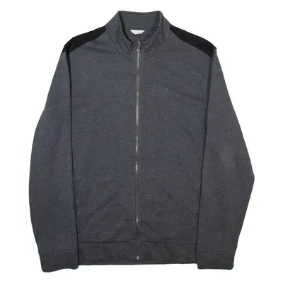 CALVIN KLEIN Full Zip Mens Sweatshirt Grey High Neck XL