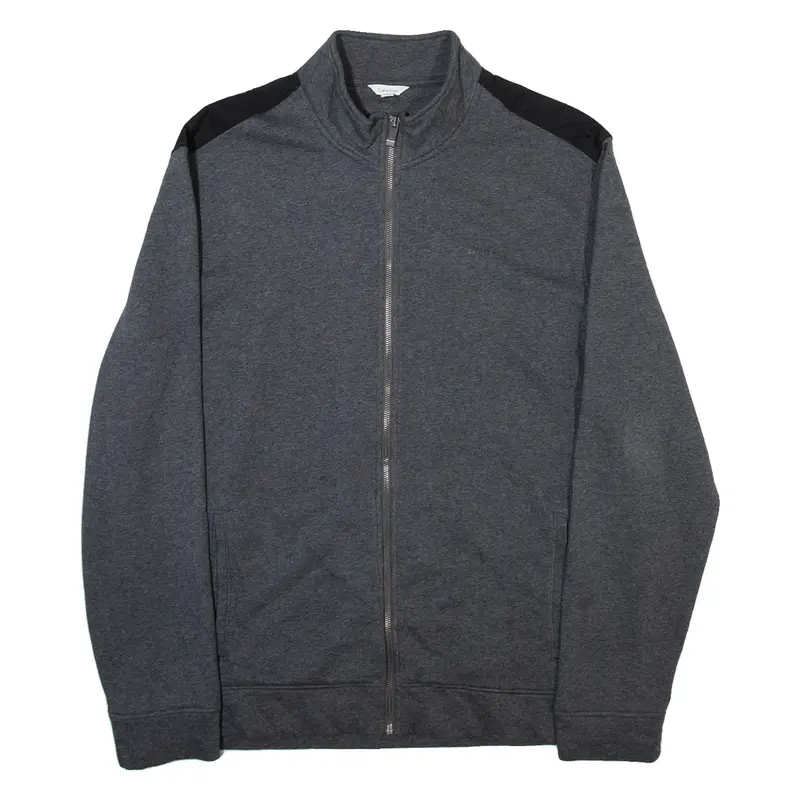 CALVIN KLEIN Full Zip Mens Sweatshirt Grey High Neck XL