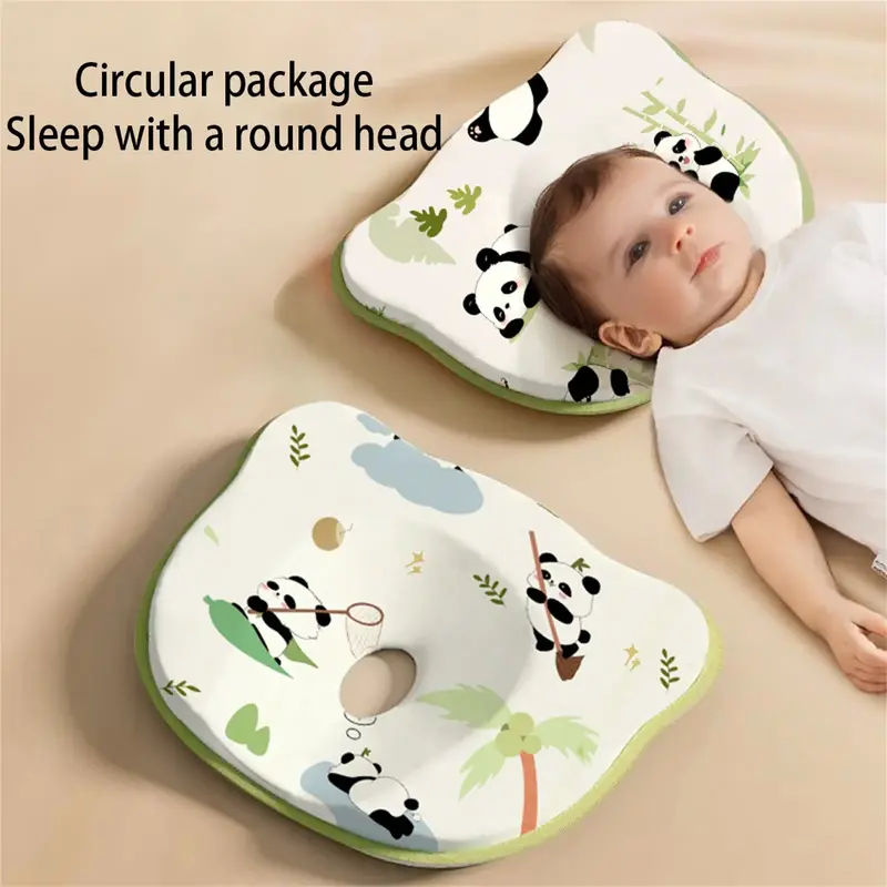 Memory Foam Baby Travel Pillow,Portable Cute Cartoon Bear Soft and Cozy Pillow, Breathable Bedding Set for Infants for Small ...
