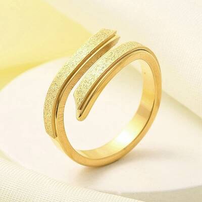 Textured 304 Stainless Steel Cuff Ring for Women