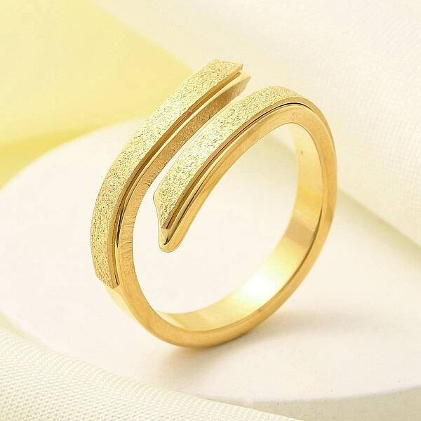Textured 304 Stainless Steel Cuff Ring for Women