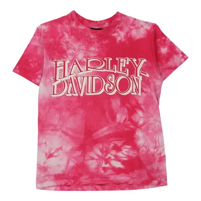 Honesdale, Pennsylvania Harley Davidson Tie-Dye T-Shirt - Small Pink Cotton