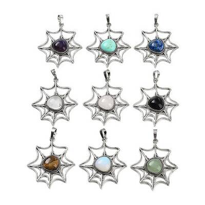 Gemstone Spider Web Pendants