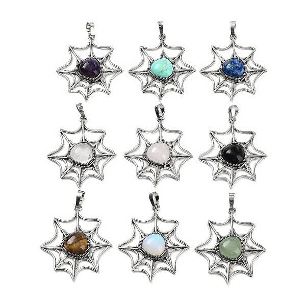Gemstone Spider Web Pendants