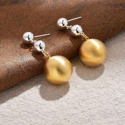 Round Brass Dangle Stud Earrings for Women