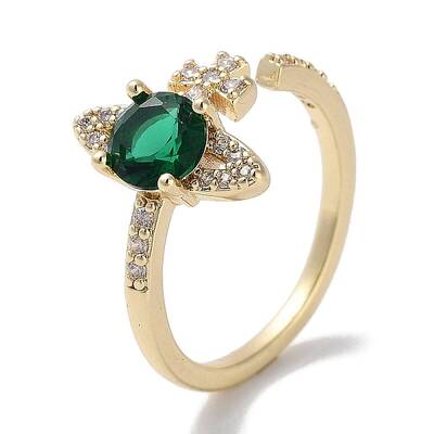 Brass Micro Pave Cubic Zirconia Cuff Rings
