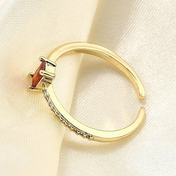 Brass Micro Pave Cubic Zirconia Cuff Rings for Women